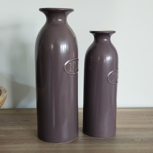 🌸 Elegant Lavender Ceramic Vase Set – Heavy Weight, Excellent Condition - Picture 2 of 16
